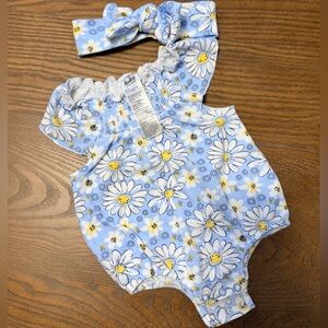 Baby Essentials Blue and Yellow Floral Bodysuit
